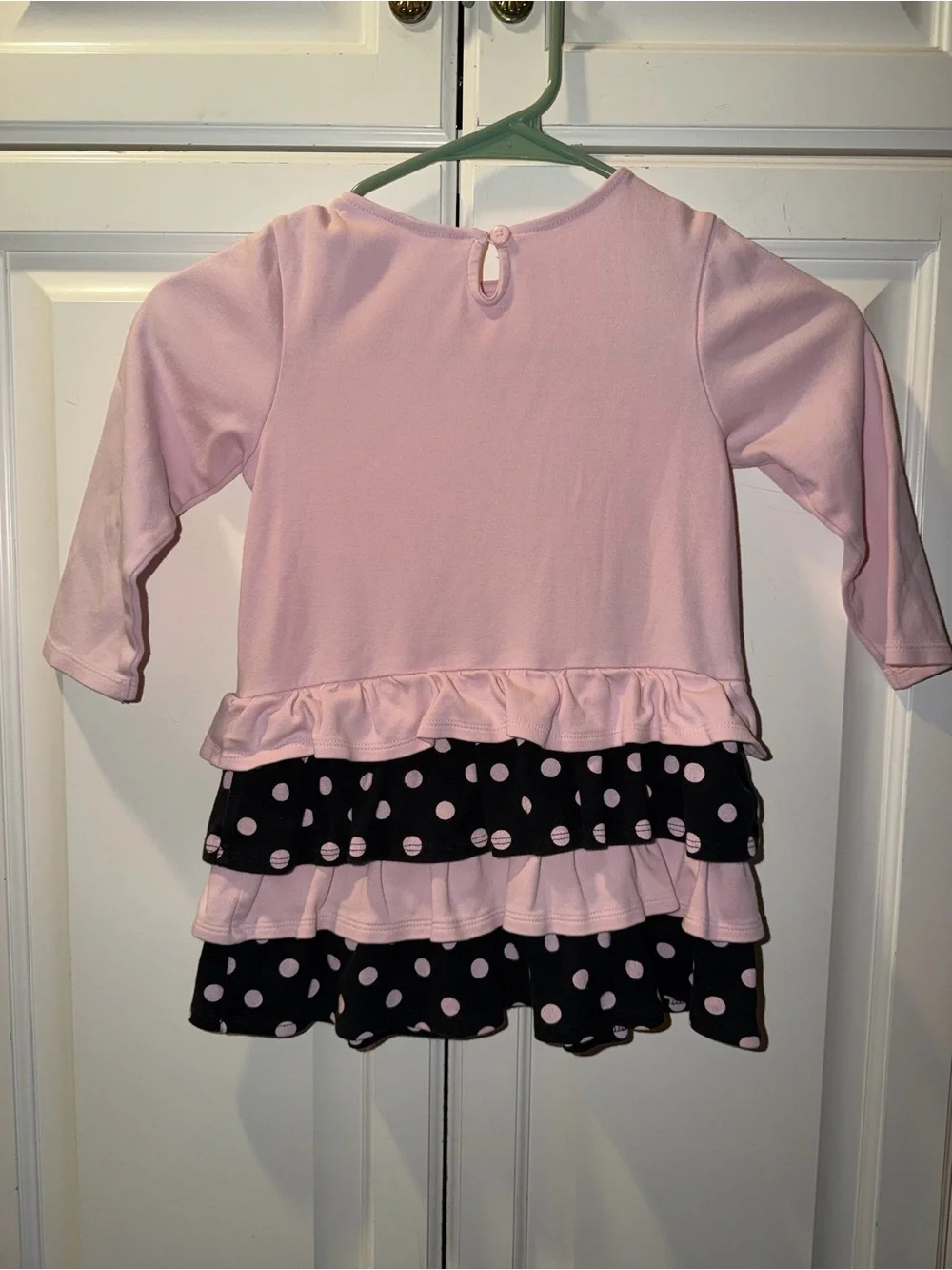 Gymboree Pink and Black Polka Dot Ruffle Dress With Poodle Embroidery